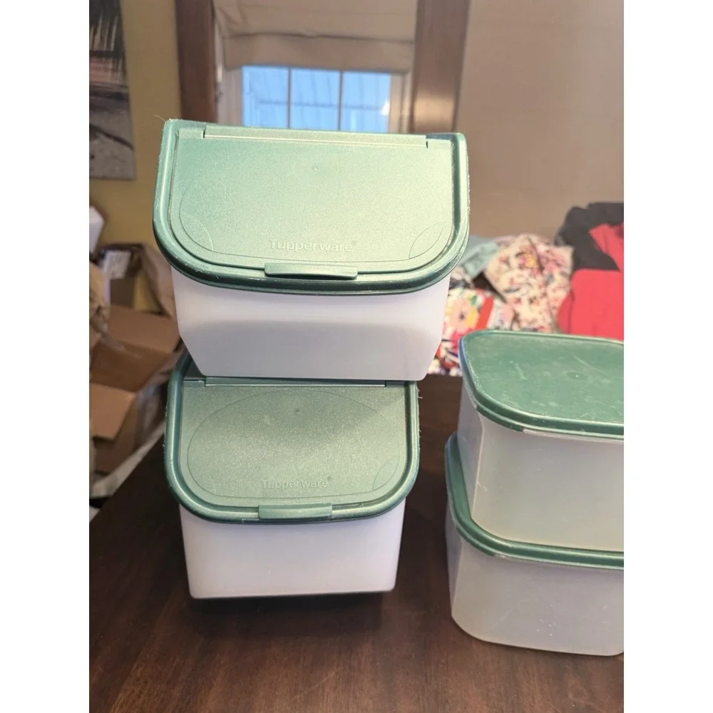 Tupperware Modular Mates Set Of Nine With Lids Green